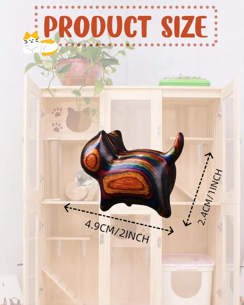 Xtlonbom Wood Cat Figurinesï¼Œ mini cat Desk Decor Cute Handmade Wooden Cat Sculpture Cat Home Office Shelf Desk Decor Sculpture, Gifts for Women and Cat Lovers - Image 2