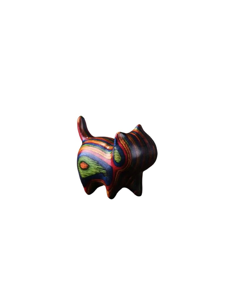 Xtlonbom Wood Cat Figurinesï¼Œ mini cat Desk Decor Cute Handmade Wooden Cat Sculpture Cat Home Office Shelf Desk Decor Sculpture, Gifts for Women and Cat Lovers - Image 1