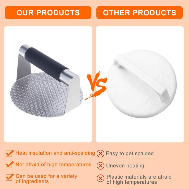 Stainless Steel Hamburger Press Dishwasher Safe Meat Flattener With Ergonomic Handle - Image 5