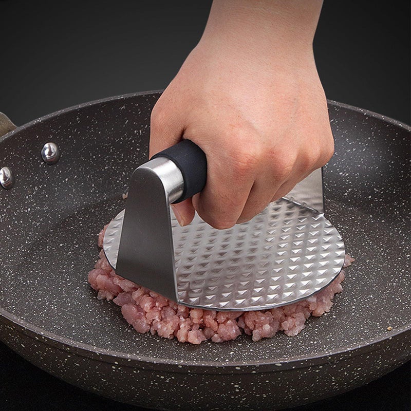 Stainless Steel Hamburger Press Dishwasher Safe Meat Flattener With Ergonomic Handle - Image 3