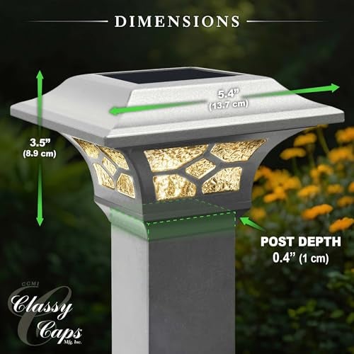 Classy Caps SLZ332W Kingston Solar Post Cap,- Fits 2" x 2", 2.5" x 2.5" and 3" x 3" Posts,White Powder Coated Aluminum - Image 2
