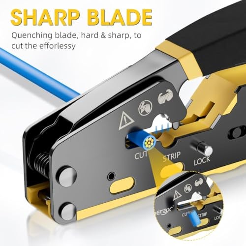XIKKART Cat7 Crimping Tool, Pass Through RJ45 Ethernet Crimper for Cat7, Cat6A, Cat6, Cat5E, Cat5 Connectors, Heavy Duty Network Cable Crimp Tool Kit, RJ45 Crimper, Tool Kit (Multicolor) - Image 4