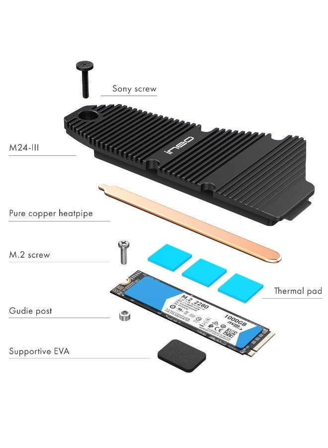 PS5 Dust-Proof Heatsink, SSD Heatsink for Playstation 5 Internal PCIe M.2 NVMe Gaming Memory, Magnesium Aluminum Alloy Designed with Pure Copper Strip - Image 3