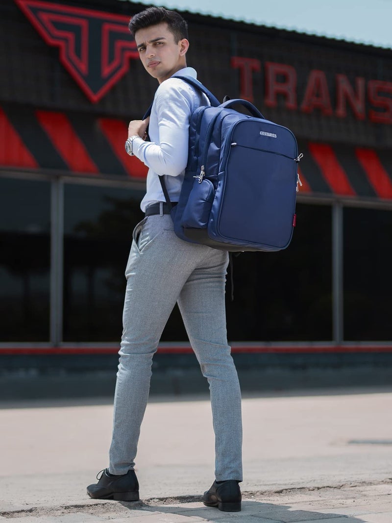 Cosmus Atomic Dx 3 Compartment Large Laptop Bag - Navy Blue Polyester Waterproof Laptop Backpack - Image 3