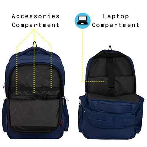 Cosmus Atomic Dx 3 Compartment Large Laptop Bag - Navy Blue Polyester Waterproof Laptop Backpack - Image 5