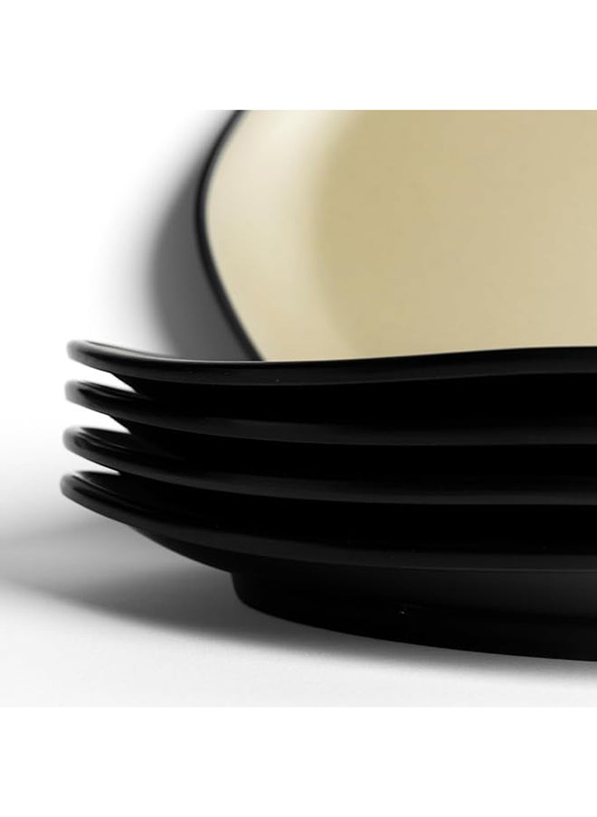 Master Gold Melamine 6 Piece Square Flat Dinner Plates | Ideal for Serving Meat, Noodles & Desserts | Shatterproof, Dishwasher & Microwave Safe | for Home, Restaurant, Hotel (Beige | Black, 27.5cm)  - Image 4