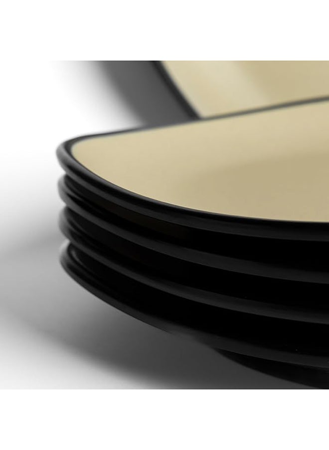 Master Gold Melamine 6 Piece Square Flat Dinner Plates | Ideal for Serving Meat, Noodles & Desserts | Shatterproof, Dishwasher & Microwave Safe | for Home, Restaurant, Hotel (Beige | Black, 27.5cm)  - Image 5