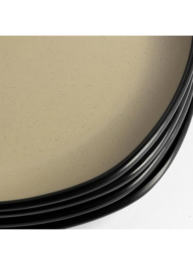 Master Gold Melamine 6 Piece Square Flat Dinner Plates | Ideal for Serving Meat, Noodles & Desserts | Shatterproof, Dishwasher & Microwave Safe | for Home, Restaurant, Hotel (Beige | Black, 27.5cm)  - Image 3