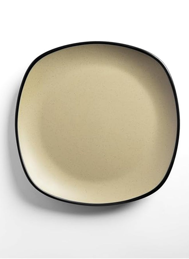 Master Gold Melamine 6 Piece Square Flat Dinner Plates | Ideal for Serving Meat, Noodles & Desserts | Shatterproof, Dishwasher & Microwave Safe | for Home, Restaurant, Hotel (Beige | Black, 27.5cm)  - Image 2