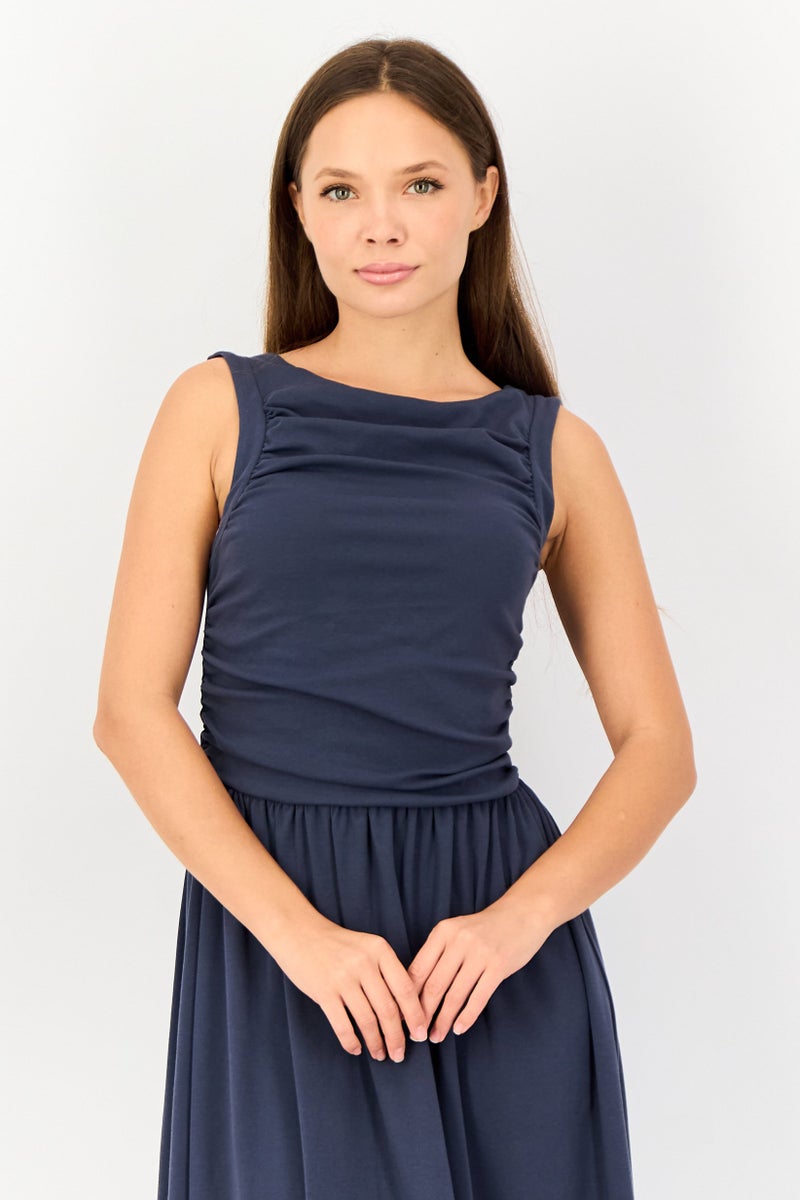 bebe فستان ميدي نسائي سادة، رمادي - Image 4