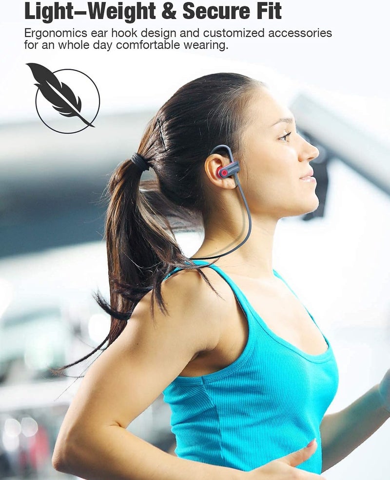 Otium Wireless Bluetooth 5.3 Sport Headphones Built-in Mic in Ear Running Headset with Earhooks 16 Hours Playtime - Image 3