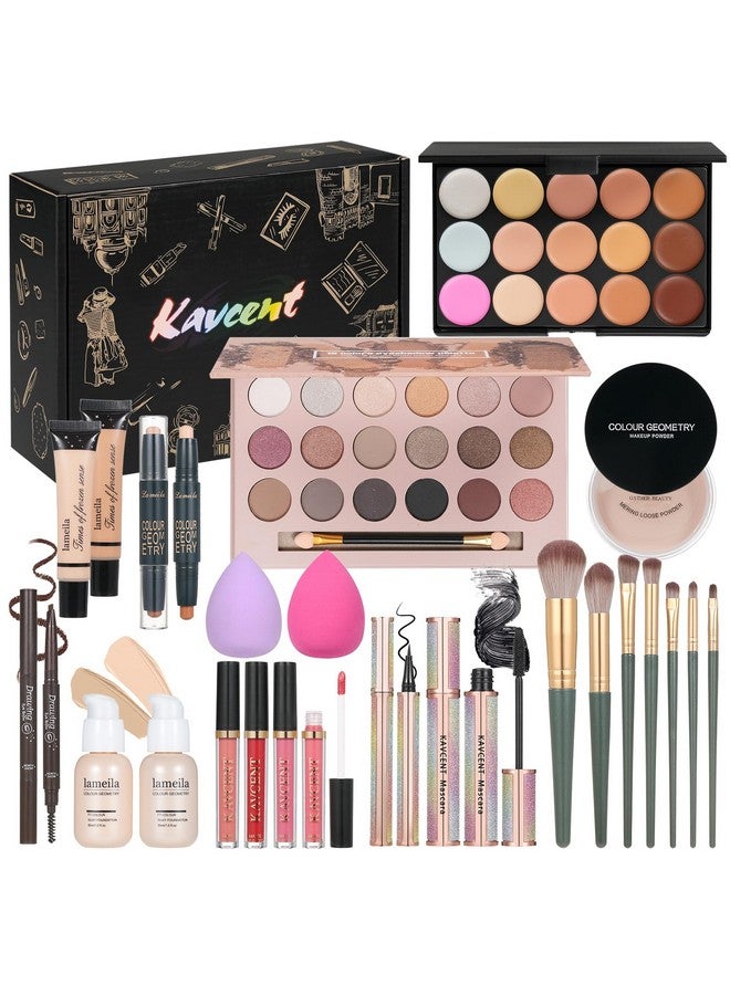KAVCENT Makeup Kit Makeup Sets For Teens Makeup Kits For Women Teenagers Make Up Eyeshadow Palette Foundation Concealer Lipgloss Loose Powder Makeup Kit For Women Full Kit - Image 1
