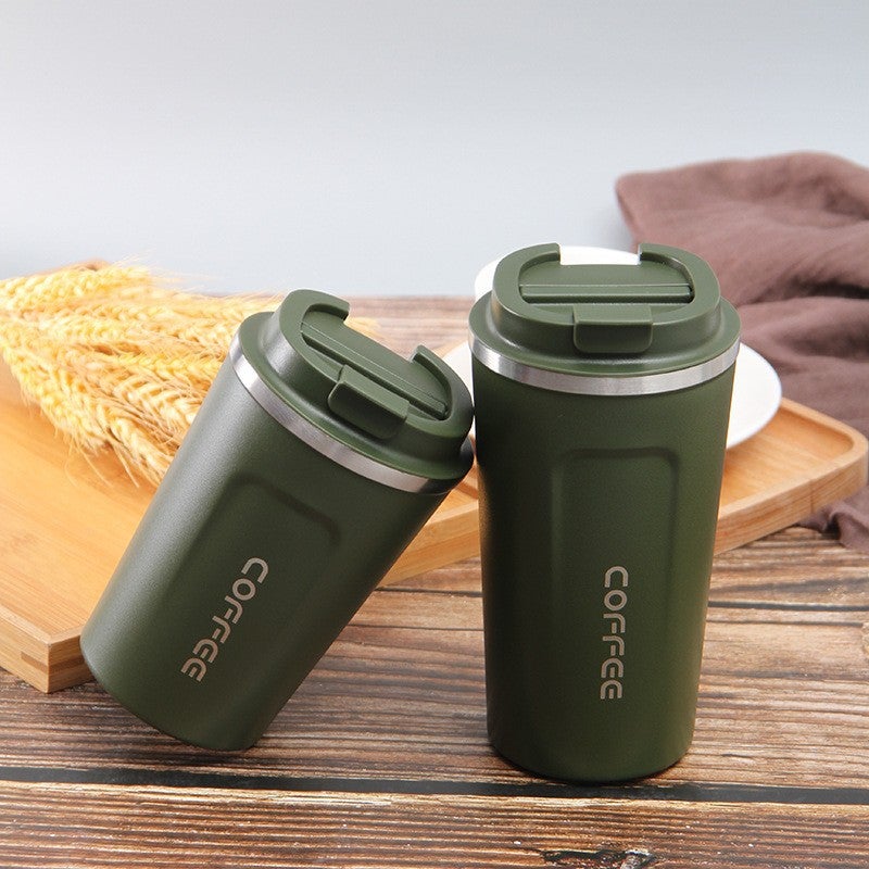 New Stainless Steel Double-Layer Coffee Cup Creative Mark Office Water Cup Car Portable Thermos Cup - Image 1