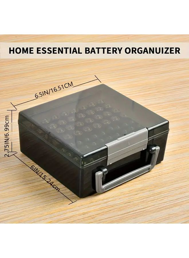 Gray 72 AA AAA Battery Storage Organizer Case With Clear Lid Home Dispenser - Image 2