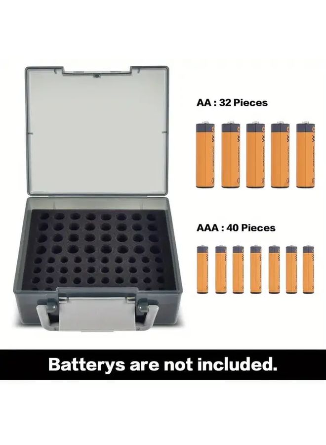 Gray 72 AA AAA Battery Storage Organizer Case With Clear Lid Home Dispenser - Image 4