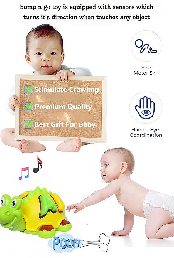 MOPANIRAJ Musical Toy for Kids Happy Turtle Bump and Go Dancing Toy Animal Figure with 3D Flashing Light & Sound for Baby, Best Gift for Children for Kids, Boys, Girls Age 2+ Years - Image 3