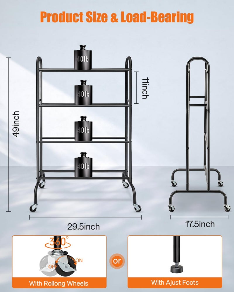 AHOWPD 3D Printer Filament Storage Rack - 4 Tier Heavy Duty Metal Shelf Filaments Spool Holder for PLA/ABS/TPU, Organized for 3D Printing Studio, Office Workshop - Image 4