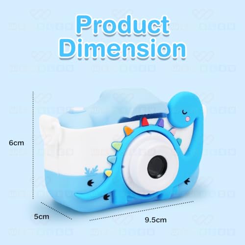 Wembley Kids Digital Camera Compact Dino Design Selfie Camera Video Recorder Photo Capture Games 4GB SD Card 2.0 Inch Screen for Girls Boys 4+ 5 6 7 8 - Blue - Image 3