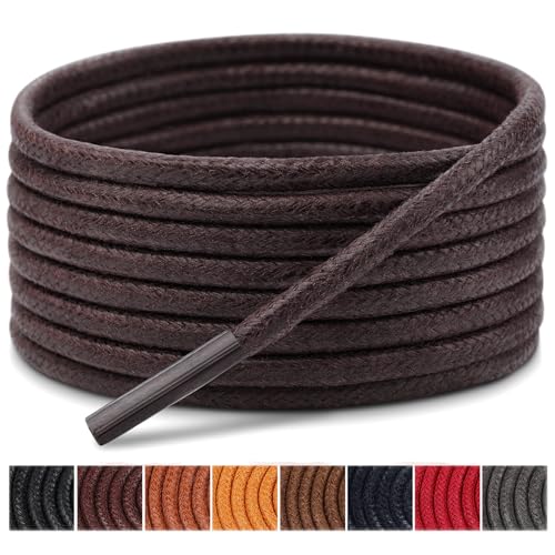 Handshop 3 Pairs Dress Shoe Laces for Men, Replacement Shoelaces for Dress Shoes, Waxed Round Shoe Strings for Women’s Oxford Shoes and Chukka(Dark Brown, 47.3") - Image 1