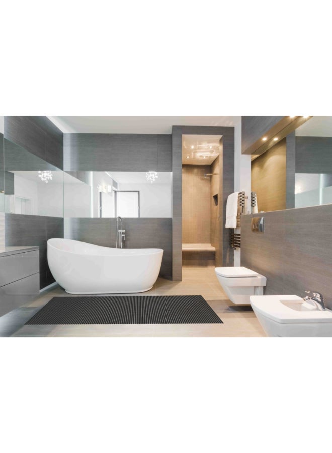 REVE Rectangular Shape Anti-Slip Striped Bath Mat Black 180 x 65 cm AS217BLACK