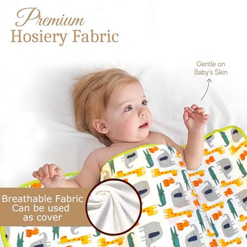 VParents Cotton New Born Baby Hooded Wrapper Blanket, Single Layer 0-12 Months deo - Image 4