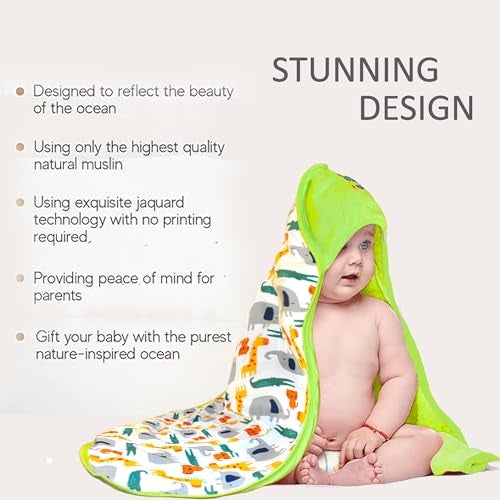 VParents Cotton New Born Baby Hooded Wrapper Blanket, Single Layer 0-12 Months deo - Image 5