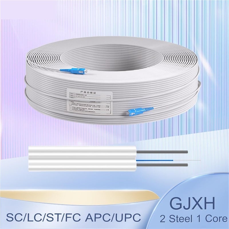 Indoor Fiber Optic Cable SC FC ST LC UPC Patch Cords and Jumpers 2 Steel 1 core SM Fiber Optic Drop Cable(FCUPC-FCUPC 200M) - Image 2