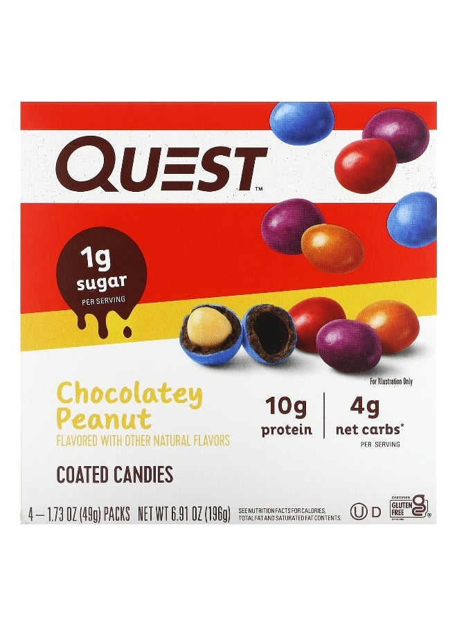 QUEST NUTRITION - Quest Nutrition, Chocolatey Coated Peanut Candies, 4 Packs 1.73 oz (49 g) Each - Image 1