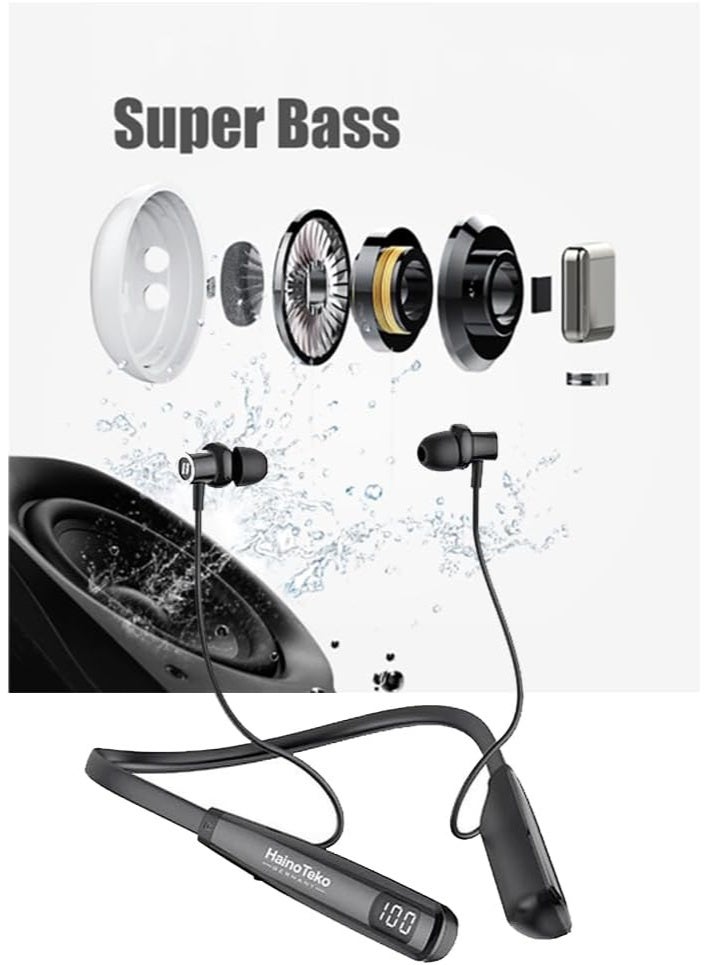 Haino Teko HN80 Bluetooth Wireless Neckband Earphones – Comfortable & Stylish Neckband Earphones with Superior Sound, Long Battery Life, and Hands-Free Calls | Ideal for Music, Calls, Sports & Daily Use - Image 2