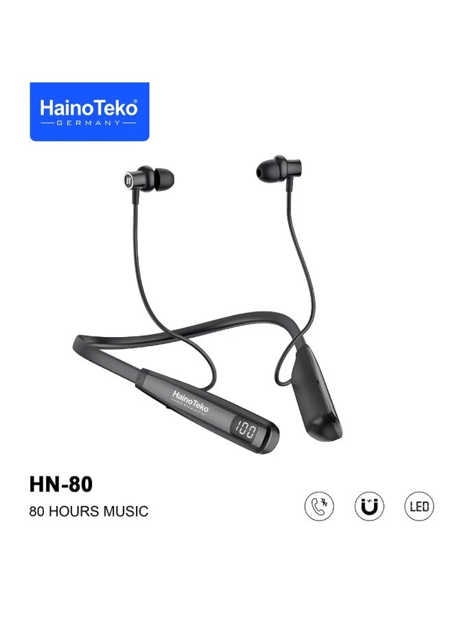 Haino Teko HN80 Bluetooth Wireless Neckband Earphones – Comfortable & Stylish Neckband Earphones with Superior Sound, Long Battery Life, and Hands-Free Calls | Ideal for Music, Calls, Sports & Daily Use - Image 1