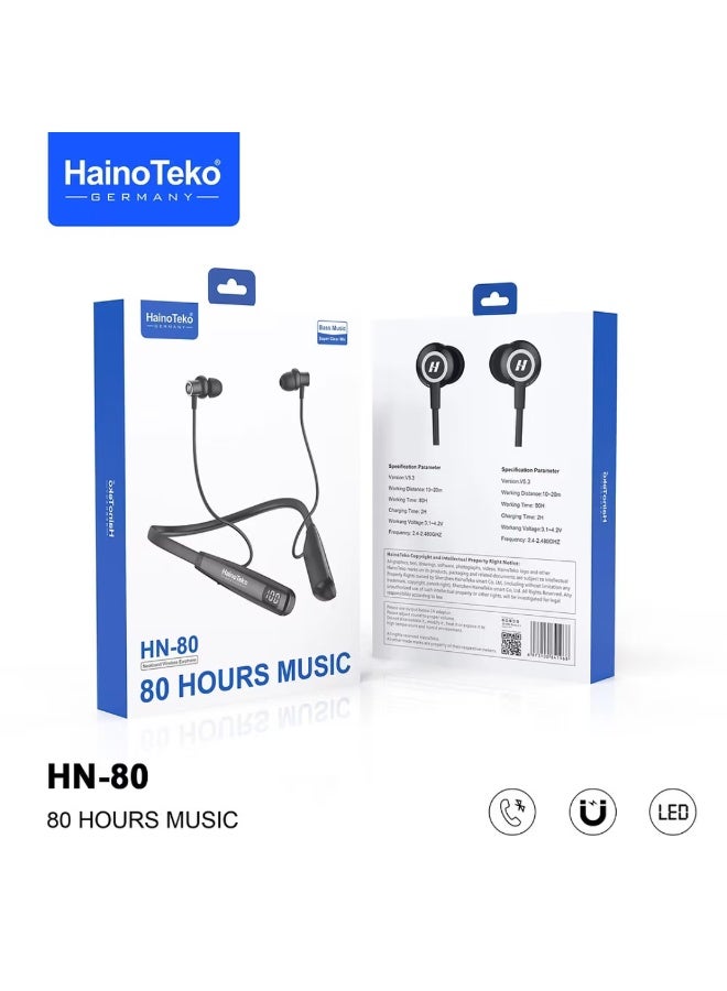 Haino Teko HN80 Bluetooth Wireless Neckband Earphones – Comfortable & Stylish Neckband Earphones with Superior Sound, Long Battery Life, and Hands-Free Calls | Ideal for Music, Calls, Sports & Daily Use - Image 5