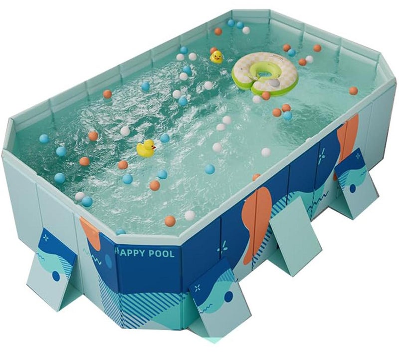 FLYROAD Foldable Swimming pool, non inflatable swimming pool, outdoor family square swimming pool, rectangular above ground swimming pool, with drain plugs and holes, easy to assemble - Image 1