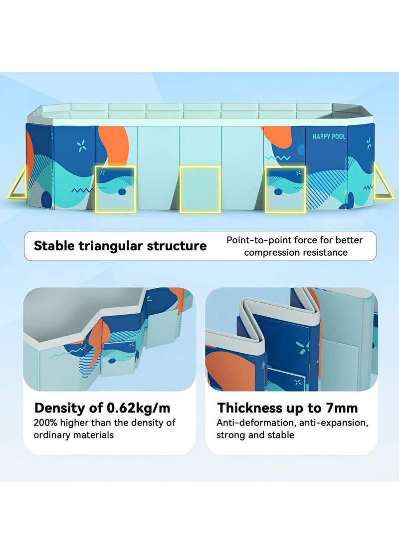 FLYROAD Foldable Swimming pool, non inflatable swimming pool, outdoor family square swimming pool, rectangular above ground swimming pool, with drain plugs and holes, easy to assemble - Image 4