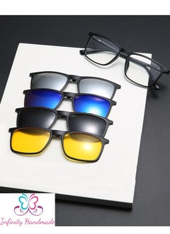 Generic Unisex sunglasses featuring a TR90 base frame with four magnetic replacement lenses in various colors, polarized sunglasses, superior UV400 protection, and an elegant leather case, perfect for a special gift. Exclusively from INFINITYHANDMADE.  - Image 2