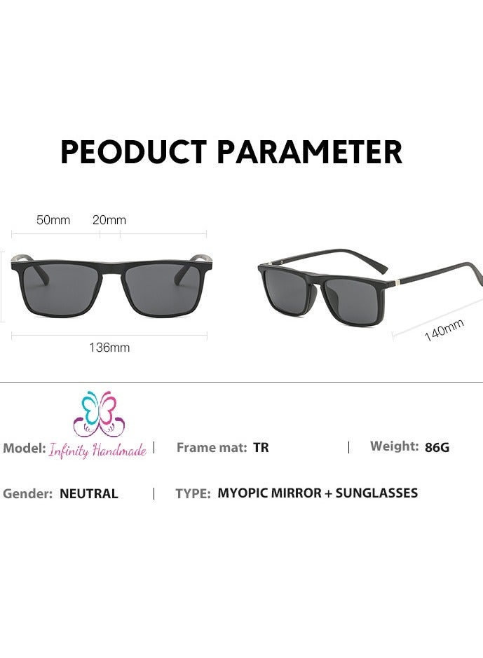 Generic Unisex sunglasses featuring a TR90 base frame with four magnetic replacement lenses in various colors, polarized sunglasses, superior UV400 protection, and an elegant leather case, perfect for a special gift. Exclusively from INFINITYHANDMADE.  - Image 3