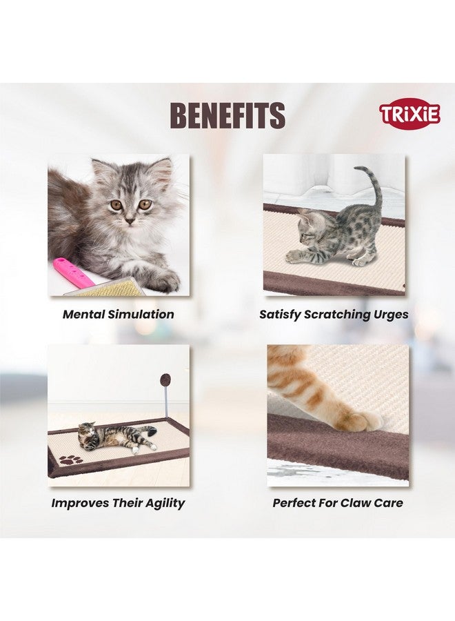 تريكسي سجادة خدش مع لعبة: مصنوعة من نبات السيزال المتين والقطيفة، وممتعة على الوجهين، ووسادة خدش تفاعلية للقطط (بني، 70×45 سم) - Image 4