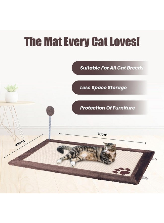 تريكسي سجادة خدش مع لعبة: مصنوعة من نبات السيزال المتين والقطيفة، وممتعة على الوجهين، ووسادة خدش تفاعلية للقطط (بني، 70×45 سم) - Image 5