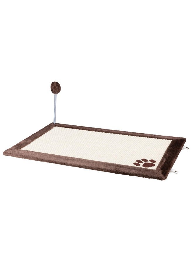 تريكسي سجادة خدش مع لعبة: مصنوعة من نبات السيزال المتين والقطيفة، وممتعة على الوجهين، ووسادة خدش تفاعلية للقطط (بني، 70×45 سم) - Image 1