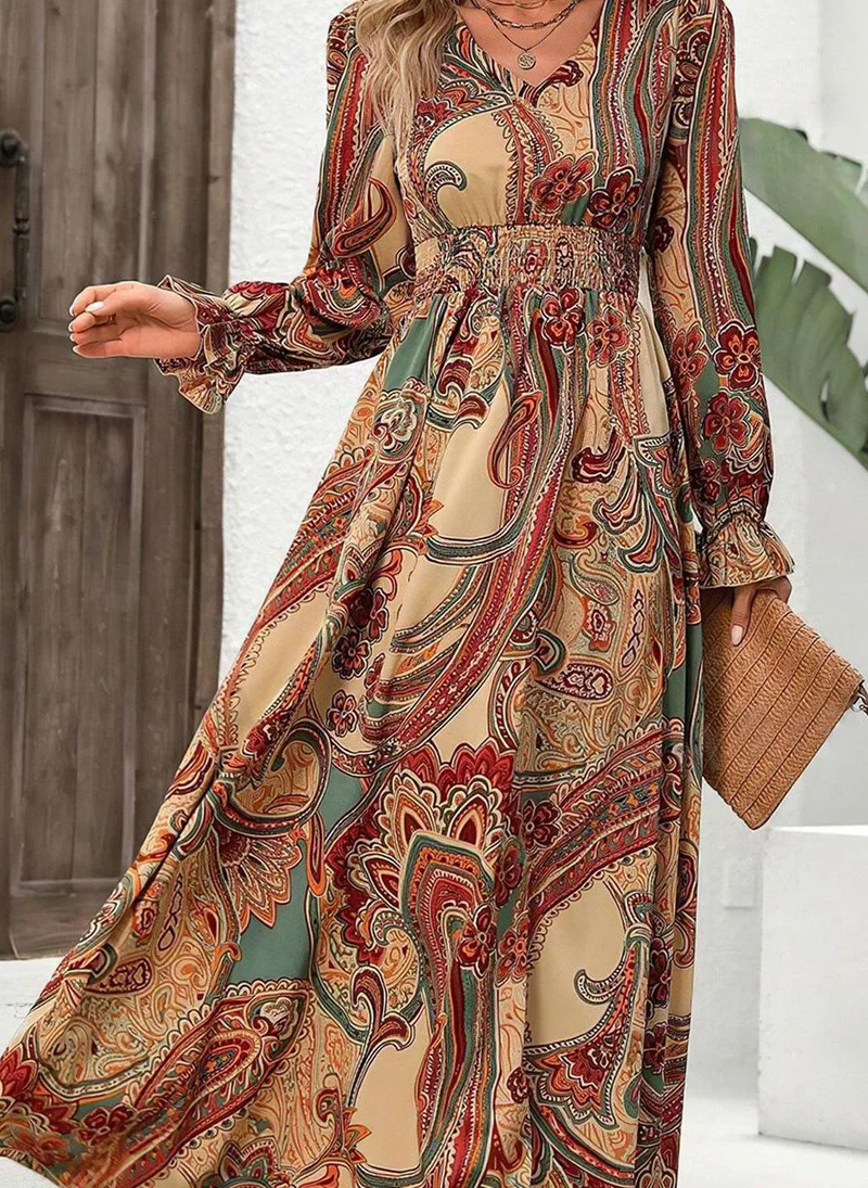 يونيكي Brown Self Design Fit and Flare Dress