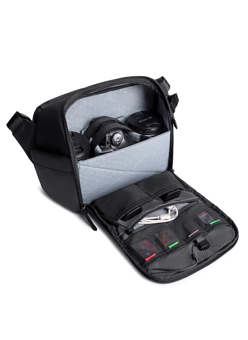 ARCTIC HUNTER Unisex Camera Bag Water Resistant Compact Camera Shoulder Bag with Tripod Holder for DSLR/SLR/Mirrorless Cameras K00576 Black