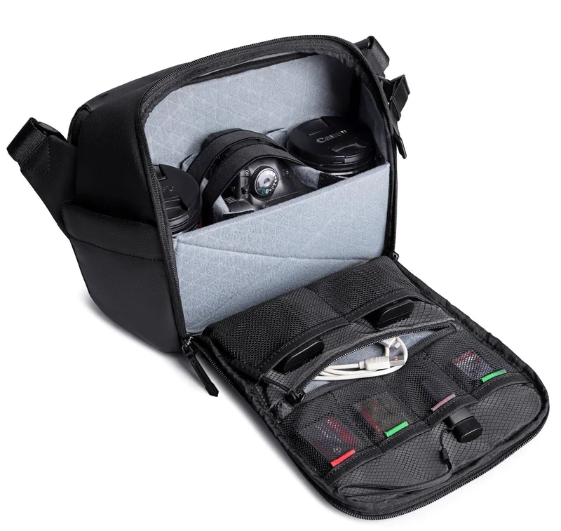 Arctic Hunter  Unisex Camera Bag Water Resistant Compact Camera Shoulder Bag with Tripod Holder for DSLR/SLR/Mirrorless Cameras, K00576, Black  | Best Price UAE