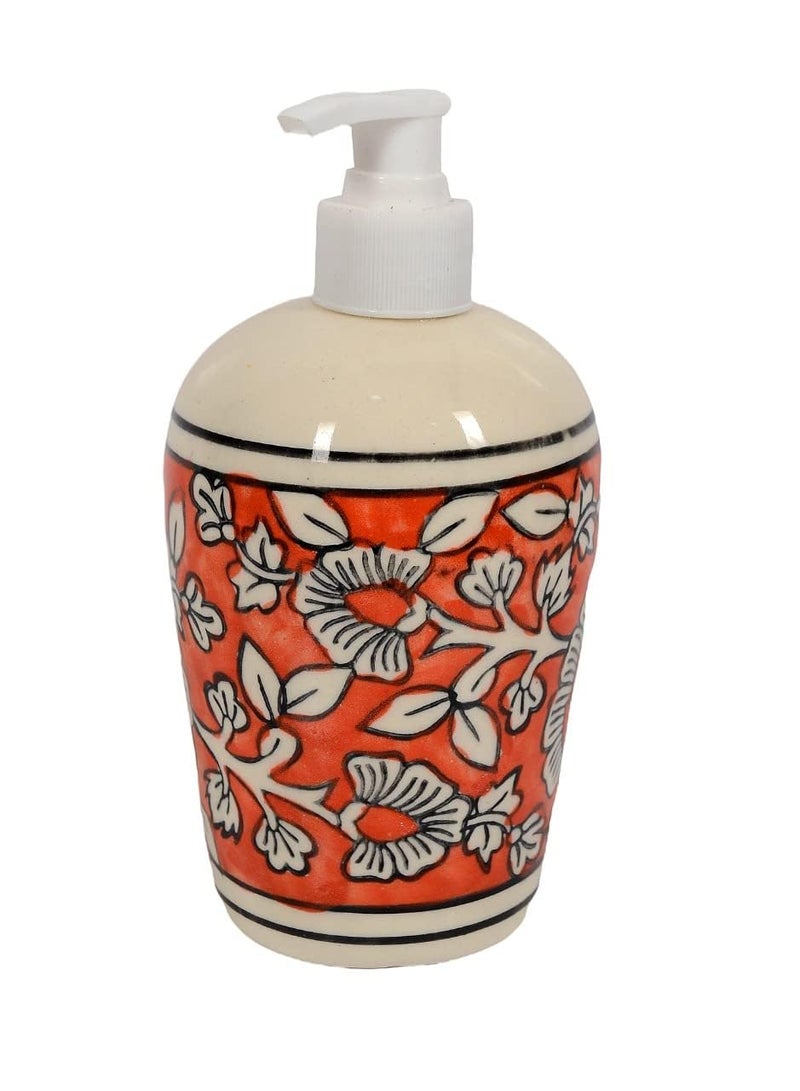 Skywalk Hand Painted Ceramic Liquid Soap Dispenser for Bathroom and Kitchen 250 Ml SWKA-1173