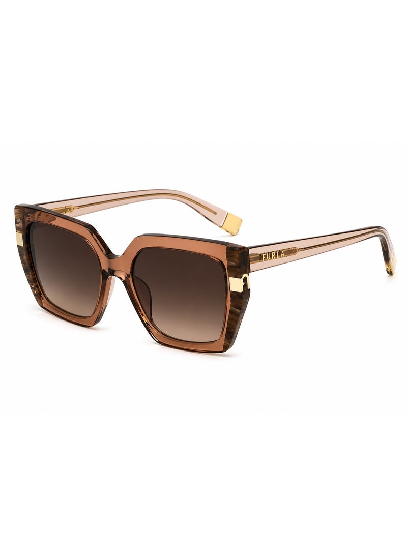 Furla Women’s Oversized Square Sunglasses 818 0805 53 Brown Gradient UV Protection - Image 1