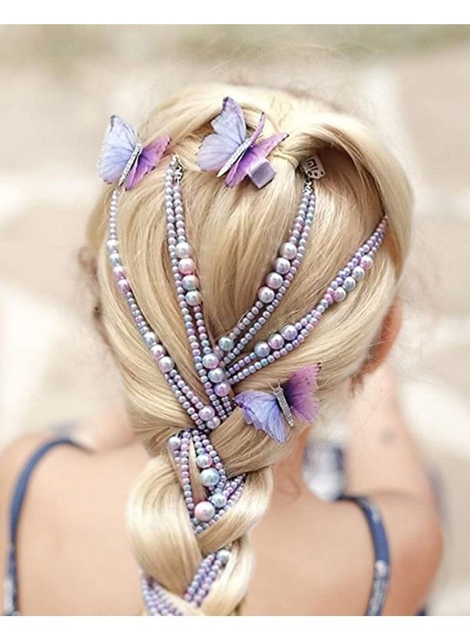 YunZh Faux Pearl beads strands Hair Clip In Hair Braiding clips Long Hair Extension Hair Chain DIY Accessories Fashion Hair Band Hair Accessories for Women Girls (purple) - Image 2