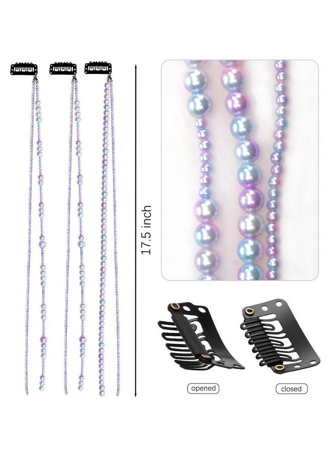 YunZh Faux Pearl beads strands Hair Clip In Hair Braiding clips Long Hair Extension Hair Chain DIY Accessories Fashion Hair Band Hair Accessories for Women Girls (purple) - Image 3