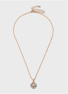 Diamante Floral Pendant Necklace And Earring Set