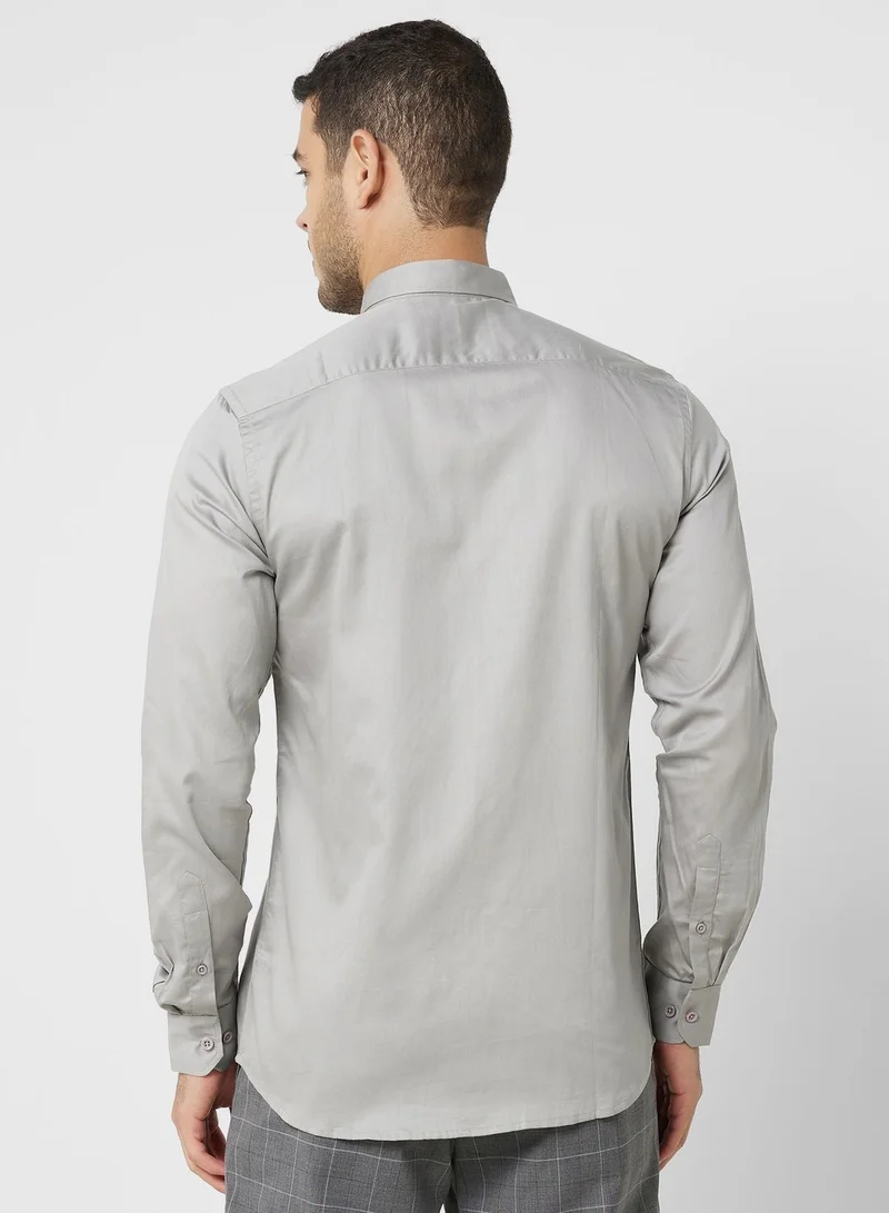 توماس سكوت قميص رجالي رمادي مريح كاجوال مستدام