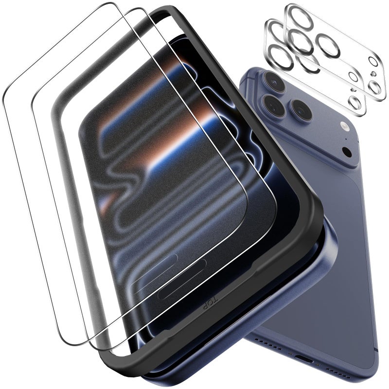 OMOTON 2+2 Pack Matte Screen Protector for iPhone 17 Pro 6.3 Inch 2025, Matte Layer Film with Camera Lens Protector, Tempered Glass with Easy Installation Tool, Anti-glare, Smooth Touch, Feel as Silk - Image 1