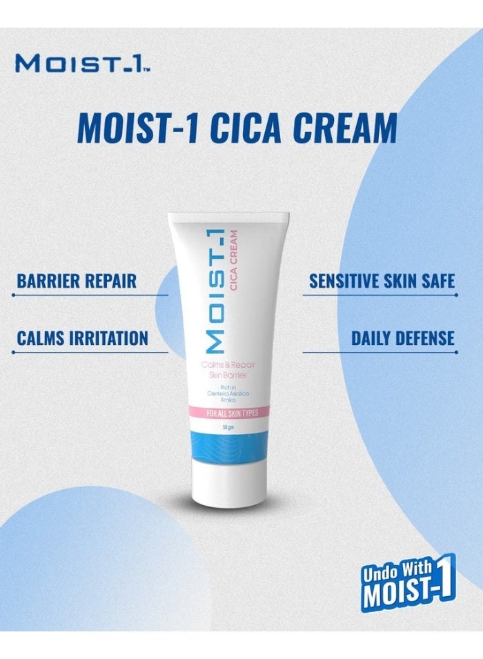 Moist-1 Cica Cream Calms &Repair Skin Barrier For All Skin Types 50 Gm (Packaging may vary) - Image 3