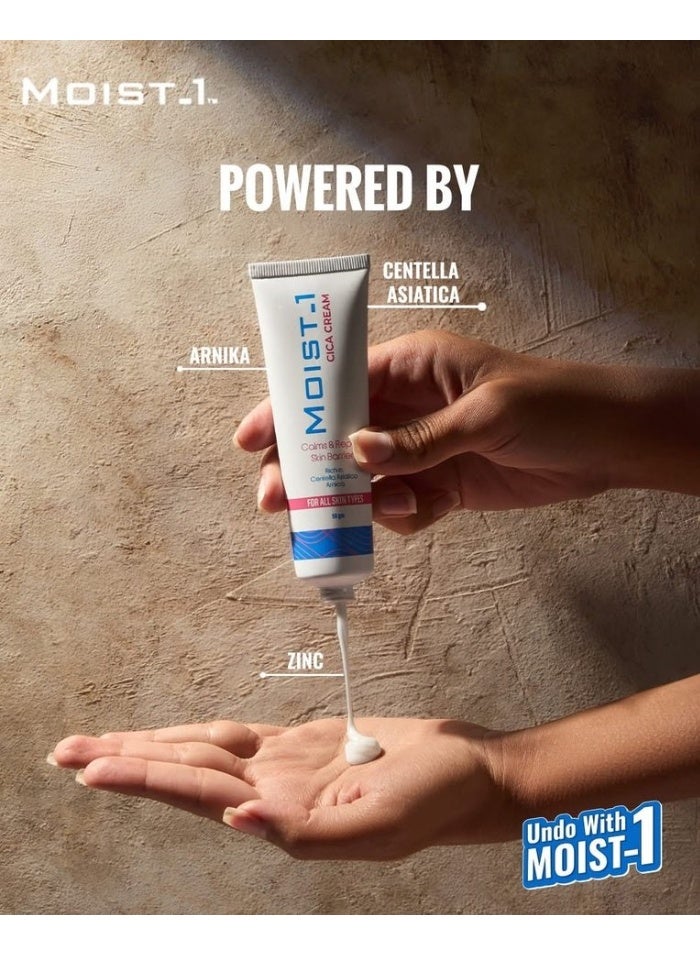 Moist-1 Cica Cream Calms &Repair Skin Barrier For All Skin Types 50 Gm (Packaging may vary) - Image 2